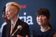 Co-Stars Tilda Swinton and An Seo Hyun speak during the "Okja" Press Conference New York at Mandarin Oriental Hotel on June 9, 2017 in New York City. - Source: Getty